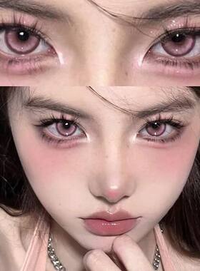 粉色摇滚甜心美瞳半年抛大直径轻混血年抛女官网正品隐形眼镜1WX