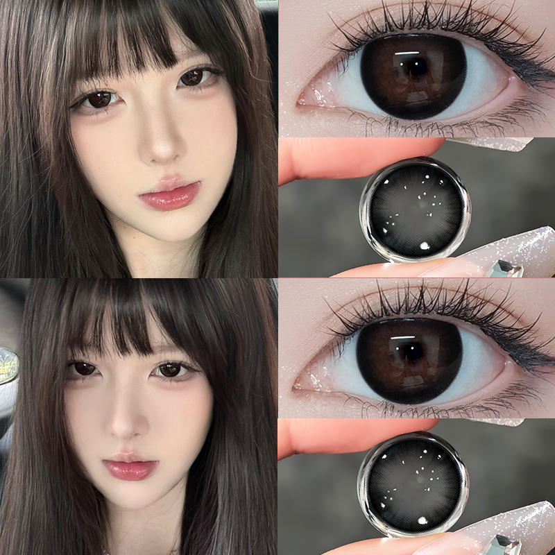 黑色音符半年抛美瞳2片装自然款大小直径正品可带度数隐形眼镜0xx