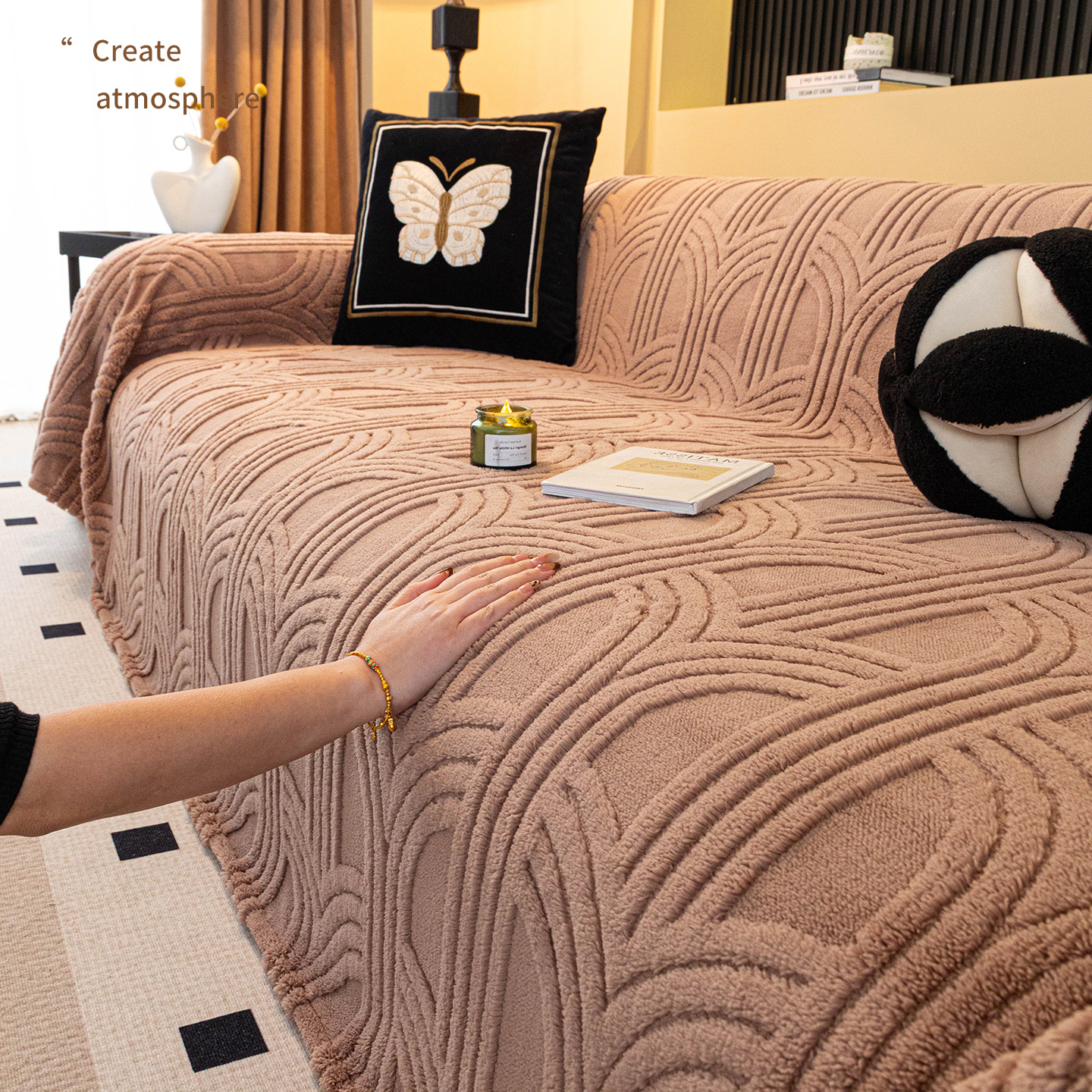 2025新款简约几何图案沙发套