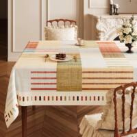 The 2026 new style of home tablecloth with a retro and high-end wooden feel is waterproof, oil-proof, and can be wiped without washing. It is rectangular thumbnail 5