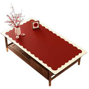 结婚喜庆红色防水防油桌布客厅茶几防烫垫子轻奢高级感方形餐桌垫