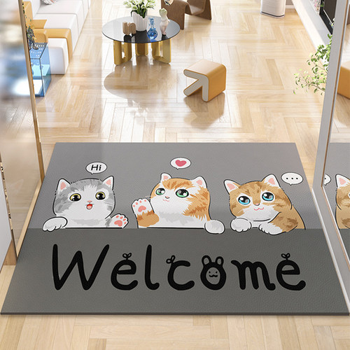 卡通入户门进门地垫皮革免洗可擦脚垫玄关客厅门口垫子高档地毯