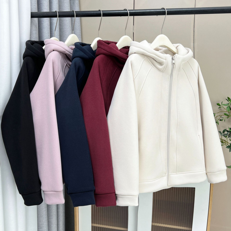 大码连帽拉链卫衣女200斤胖mm秋冬新款加绒休闲外套多色保暖上衣