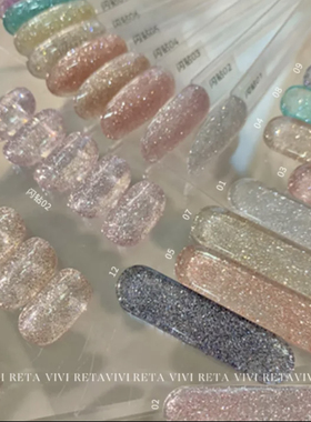 RETA VIVI 12色爆闪碎钻胶色胶美甲甲油胶 1g