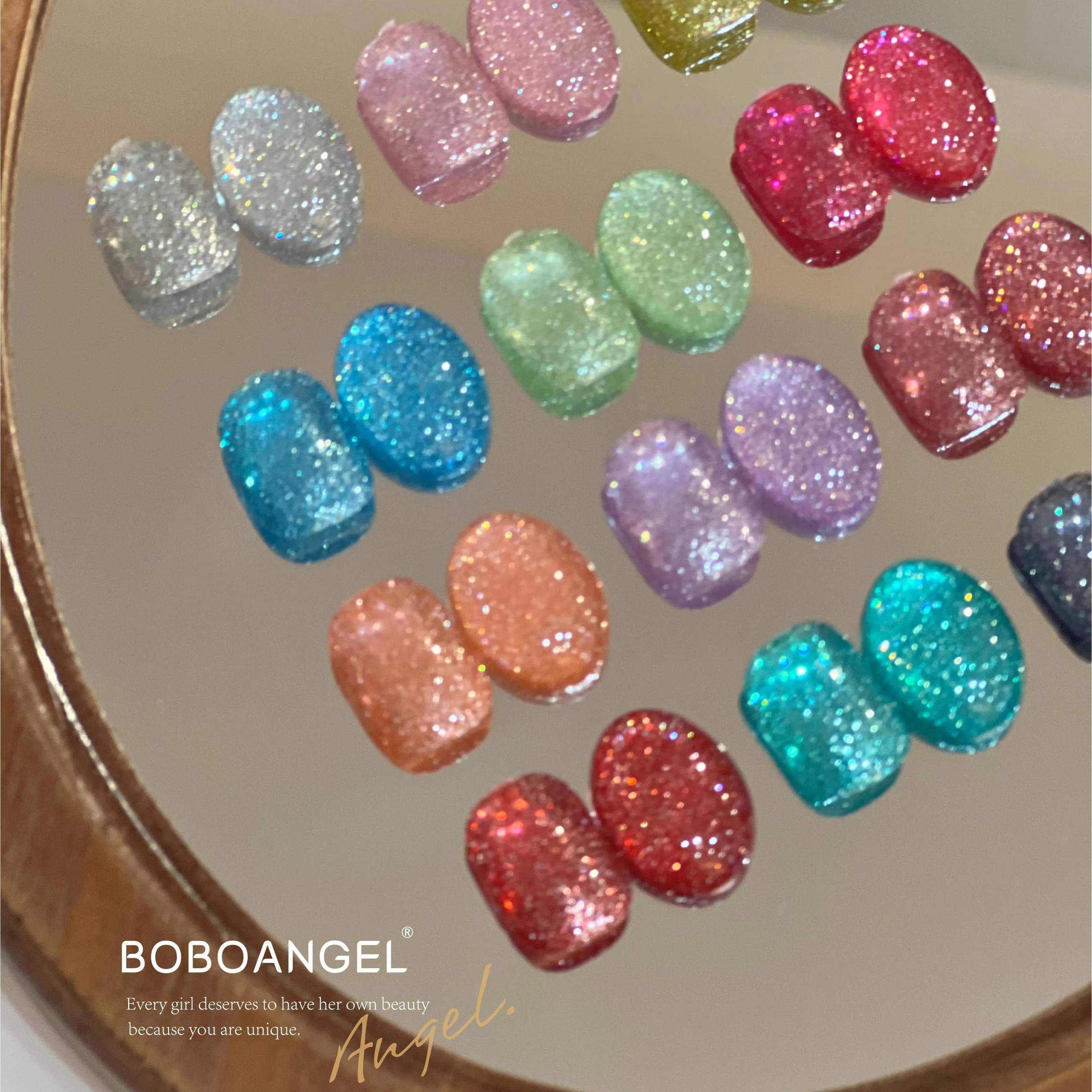 BOBOANGEL 星雨系列碎钻胶爆闪细闪G01-G12罐装美甲甲油胶 分装1g