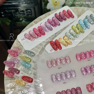 深色系12色爆闪闪钻胶超亮美甲甲油胶 VIVI RETA