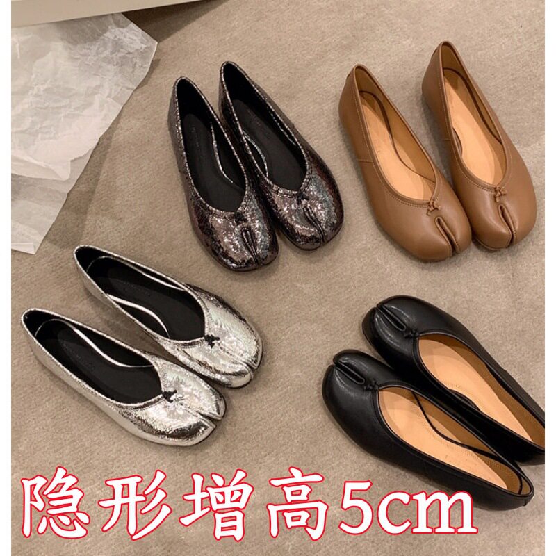 隐形增高5cm芭蕾舞鞋女单鞋玛丽珍鞋春秋新款浅口分趾鞋猪蹄鞋子图片
