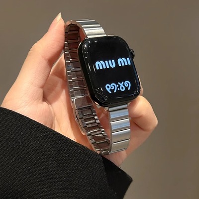 适用iWatchs10代表带苹果手表s9夏季女款applewatch87金属磁吸SE高级感链式42mm细款一株小蛮腰钢带Ultra创意
