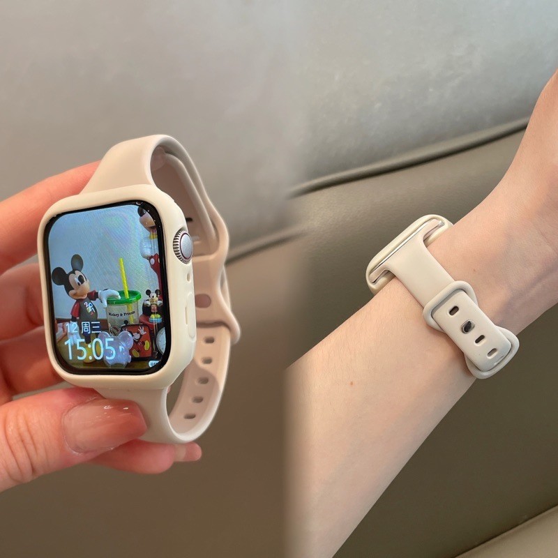 适用applewatch9表带硅胶细款iwatch7/8舒适纯色小蛮腰蝴