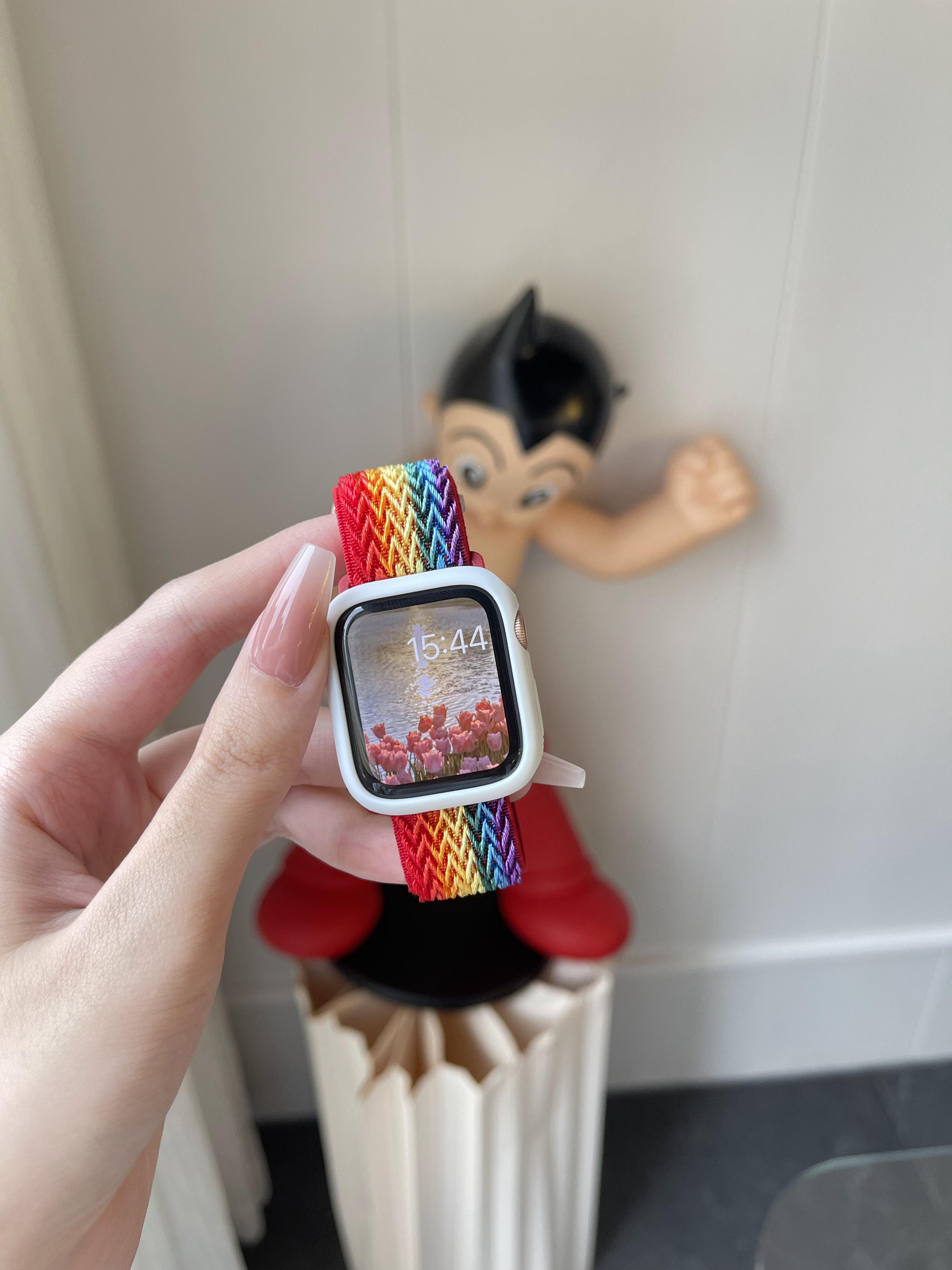 iwatch78表带彩虹尼龙编织654321