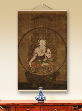 虚空藏菩萨像来图定做棉麻字画