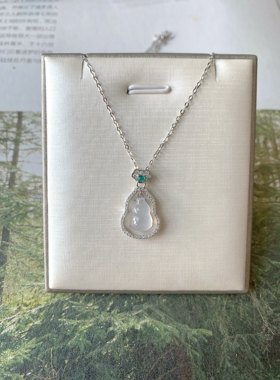 通体纯925银 小号奶油白玉髓葫芦锁骨短款项链中国风汉服韵味