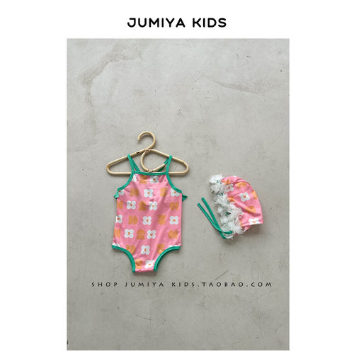 ins韩国婴儿夏季泳衣搭配泳帽