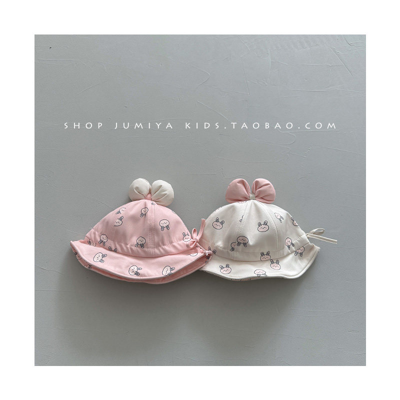 婴儿帽子春秋款女宝宝可爱婴幼儿渔夫帽公主小月龄夏天婴儿防晒帽