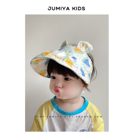 韩版婴儿空顶遮阳帽1岁宝宝大帽檐夏季女男宝夏天外出透气防晒帽