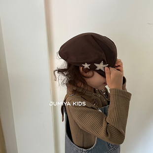 3岁可调节贝雷帽潮 春秋款 儿童前进帽文艺报童帽宝宝穿搭帽子1