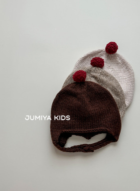 韩系ins婴儿帽子6到12个月宝宝入秋毛线帽洋气时髦男孩秋冬护耳帽