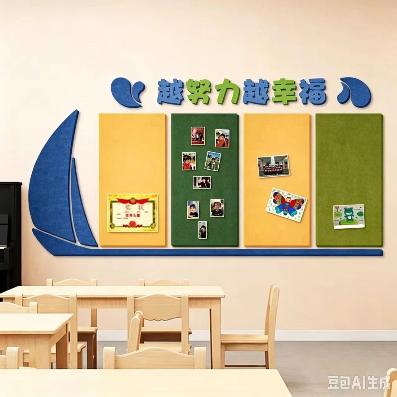 班级文化墙异形毛毡吸音板雕刻