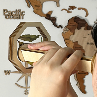 跨境爆款Toddler toys 木质玩具DIY旋转万花筒套件户外儿童玩具