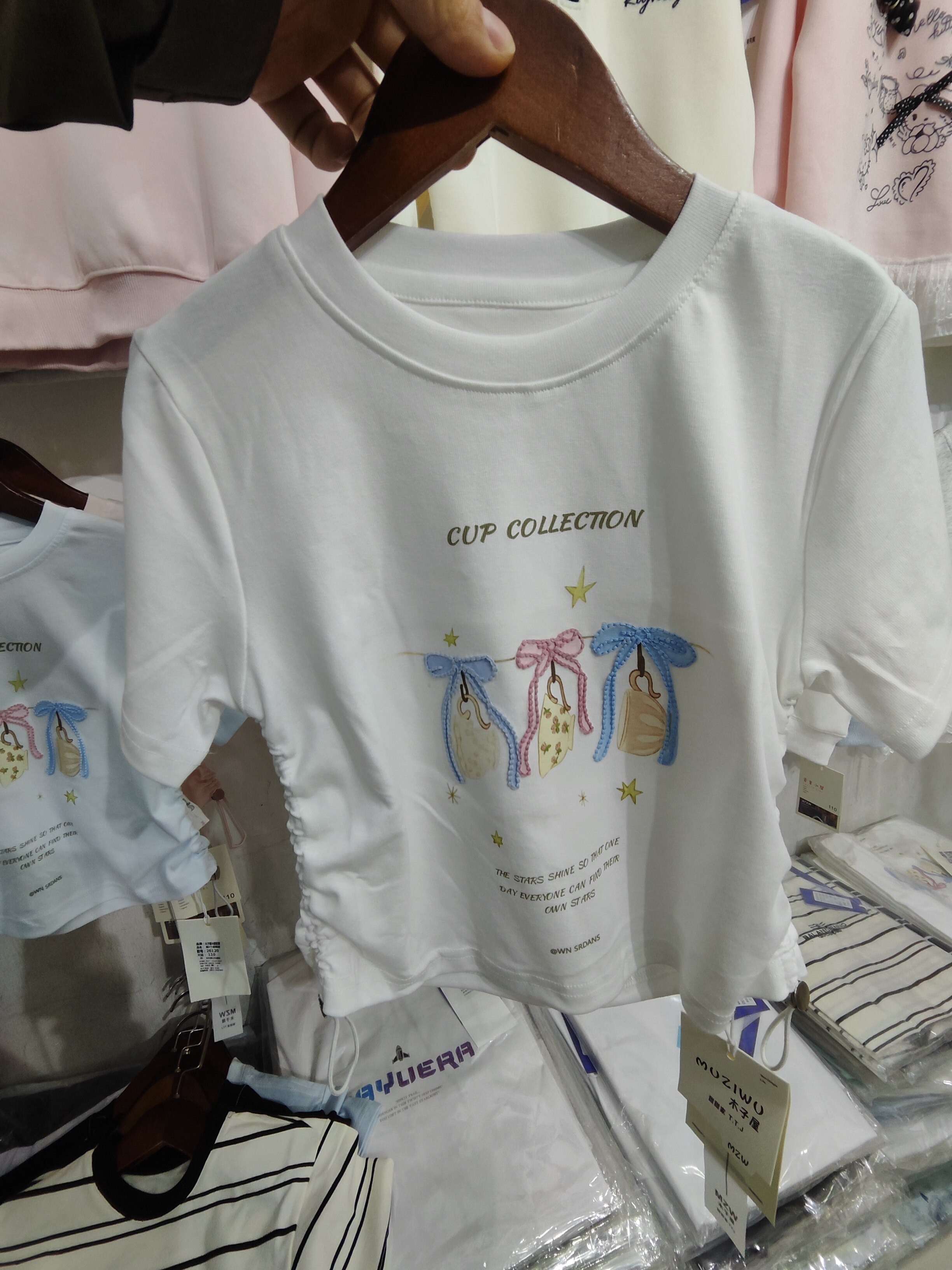 2026新款单春秋透气辣妹t纯棉薄款女童中大童短袖T恤衫蝴蝶结上衣