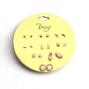 欧美饰品精美多件套耳钉简约百搭玫瑰金耳饰女配饰特价孤品