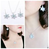 欧美风饰品个性 水晶钻滴油雪花项链耳环女圣诞礼物套装 特惠首饰