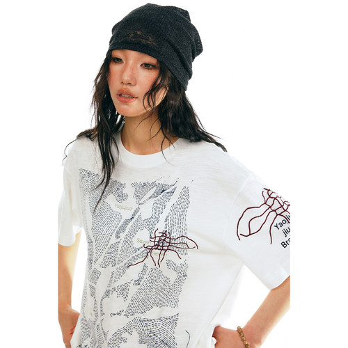 药九玖柒 “剪影花卉”男女同款 透气 印花短袖T恤/1997邮政局