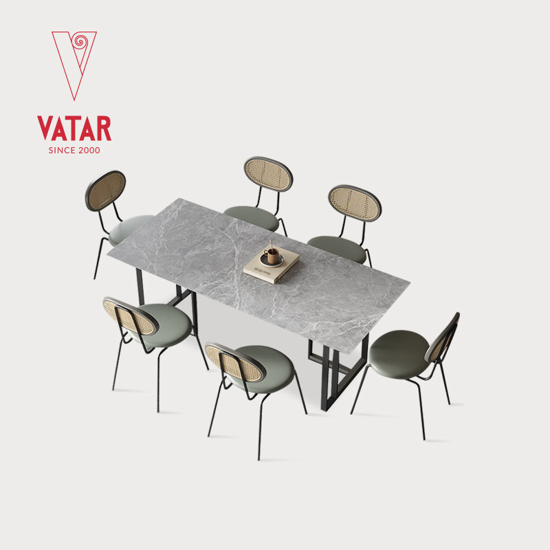 vatar梵达家具餐厅桌子轻奢高端设计师风现代岩板长方形餐桌家用