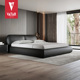 轻奢皮艺双人大床1.8米软床现代简约真皮床 VATAR梵达豆腐块床意式