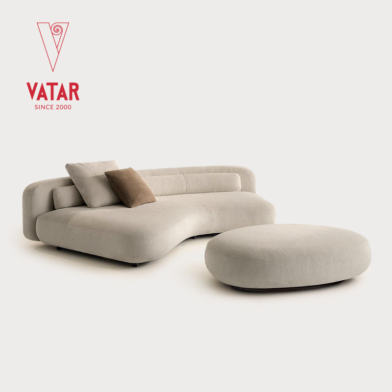 VATAR 意式大平层简约贝塞尔弧形布艺沙发三人位组合现代客厅家具