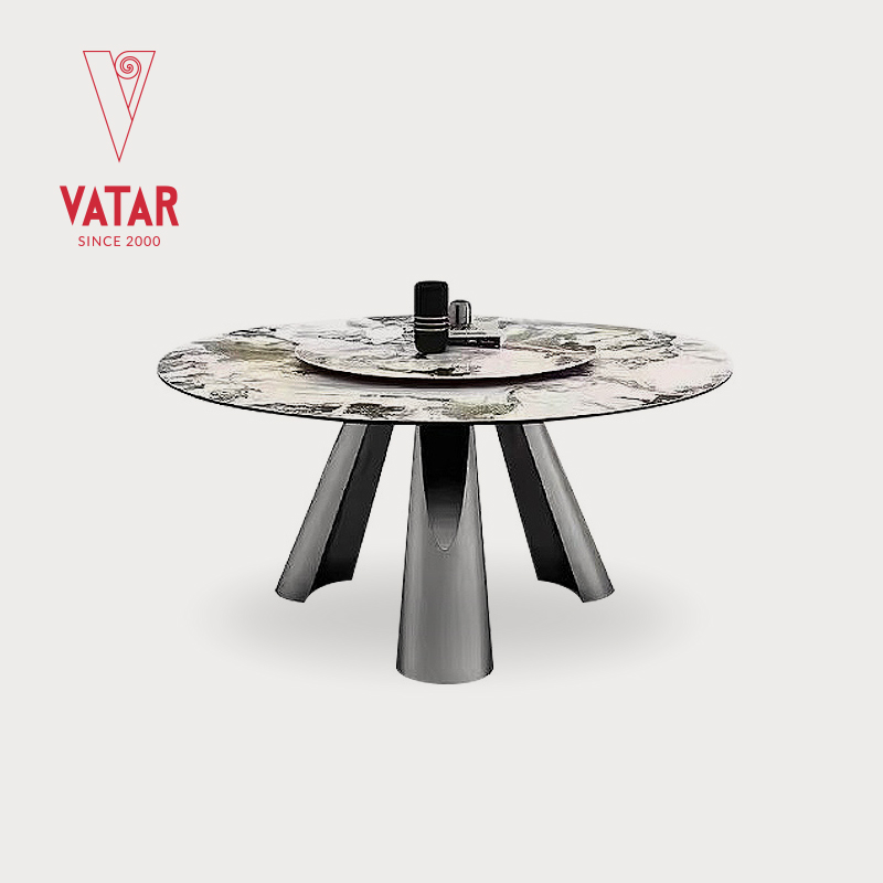 不锈钢天然奢石圆形餐桌VATAR