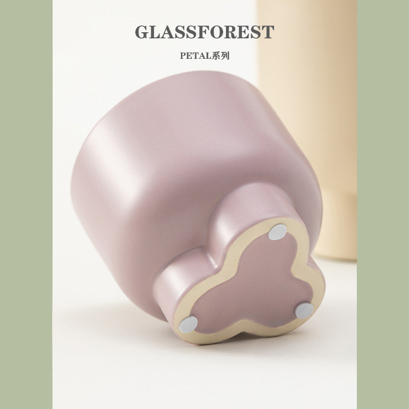 北欧幸运三叶草花瓣陶瓷花盆器现代简约哑光多色桌面盆栽家居流行