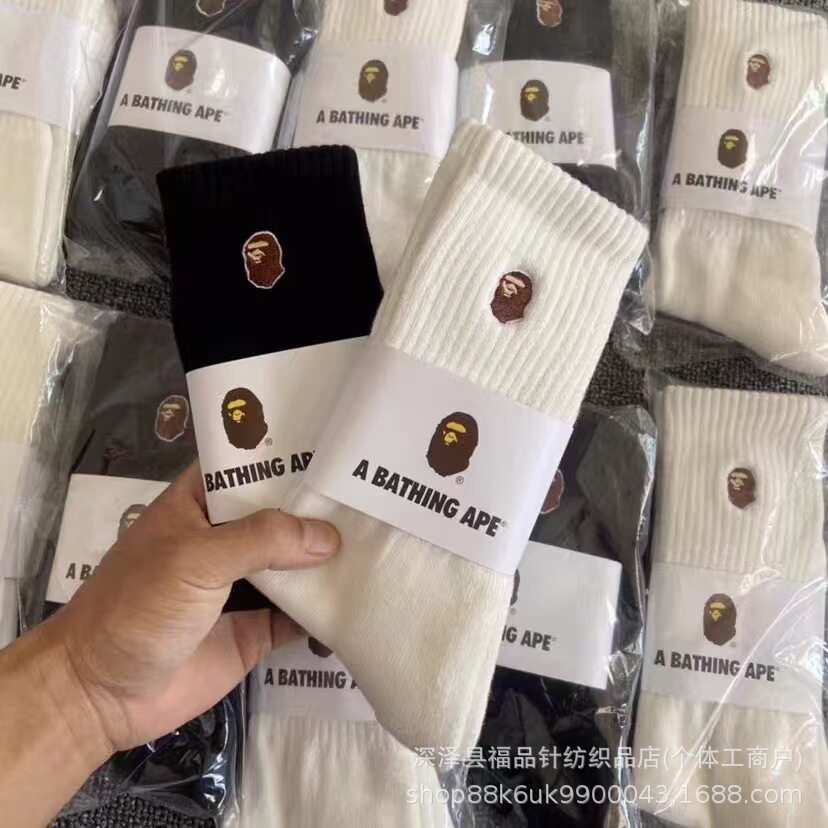 BAPE猿人头日系潮牌男女冬季运动袜
