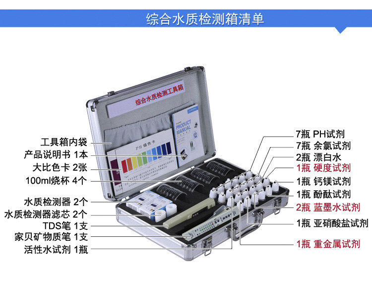 检测专业工具箱tds水质测试笔PH余氯硬度测试剂盒赠品非卖品