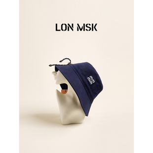 LON MSK 重塑头脸比例！刺绣字母抽绳渔夫帽 遮阳显脸小水桶盆帽