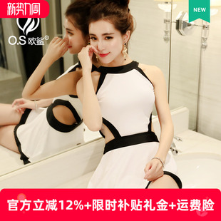 保守高级感泳装 泳衣女连体纯欲性感大码 显瘦遮肚度假泡温泉新款