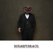 浴血黑帮 复古 Sugarfunk1920s‘黑色花点粗花呢西服外套 美式