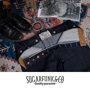 Sugarfunk12.9oz赤耳单宁白耳高腰直筒牛仔裤美式复古/阿美咔叽