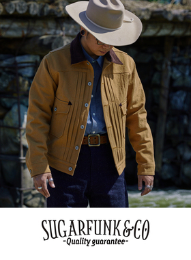 Sugarfunk13oz帆布赤耳面料牛仔夹克牧场夹克阿美咔叽/美式复古