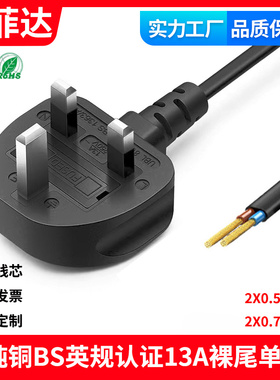 BS认证 新加坡纯铜线芯两芯英规英标全铜电源线ROHS2芯全铜电源线