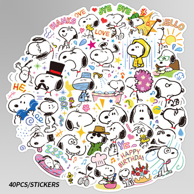 40张卡通史努比贴纸动漫表情手账手机书包文具行李箱装饰贴纸包邮