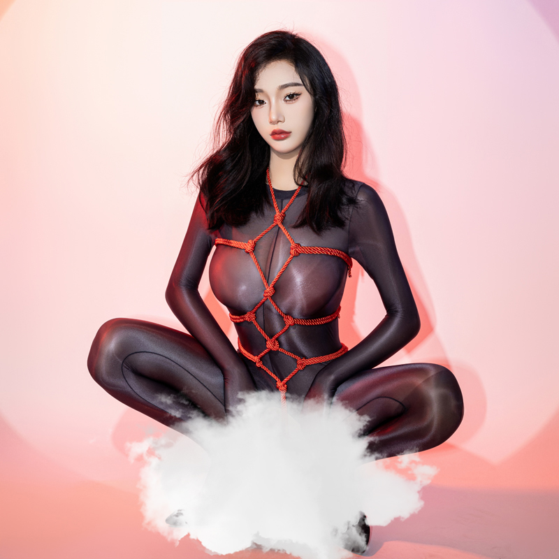 新款性感捆绑束缚连体衣三点式比基尼睡衣免穿脱露出装绳衣女纯欲