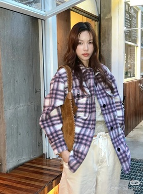 非实价来问我）南油小香风格纹紫色外套