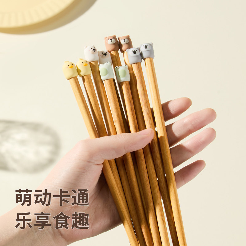 新款黄檀木卡通筷子家用高档一人一筷抗菌防霉食品级儿童可爱筷子