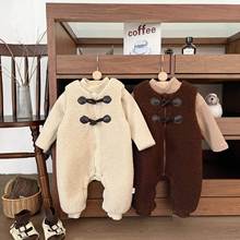 品牌折扣男女宝宝衣服秋冬套装洋气羊羔绒婴儿背带裤套装冬韩版背