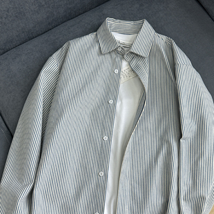 情侣款日系条纹衬衫男长袖春秋款休闲衬衣高级感叠穿内搭开衫外套