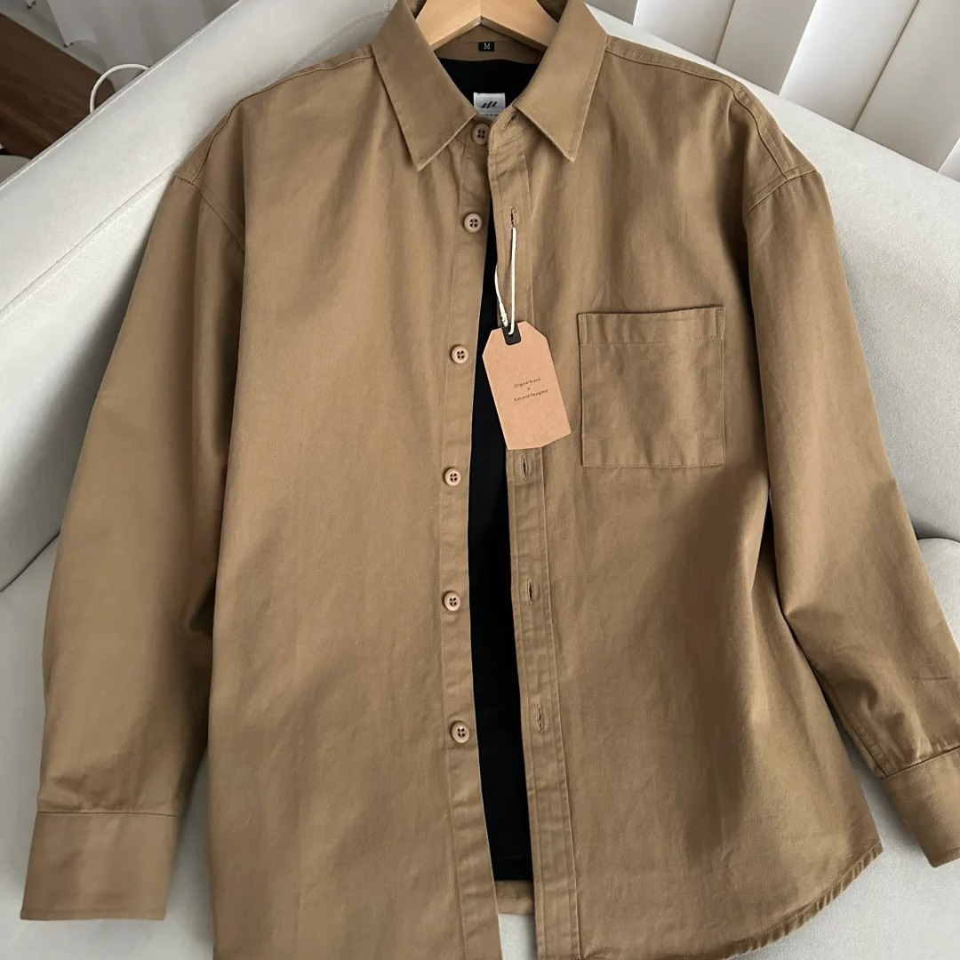 美式复古纯棉长袖衬衫