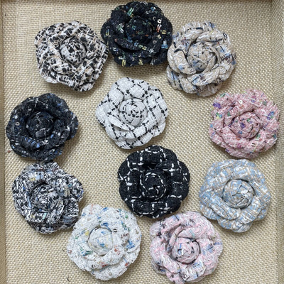 6cm复古小香风布艺山茶花胸针粗花尼立体气质玫瑰胸花外套别针女