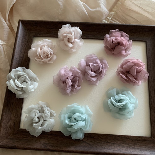 6厘米网纱玫瑰花花朵DIY胸针发夹服装辅料配饰气质仙夏季新款女