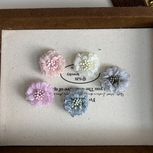 2.5cm蕾丝烧边玫瑰花配件发夹手工发饰配饰服装DIY肠圈Bjd娃衣小